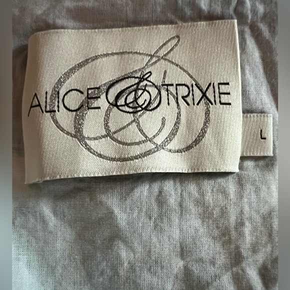 Vintage Y2K Alice & Trixie green blue paisley v-neck babydoll bell slv top sz L - Picture 5 of 9